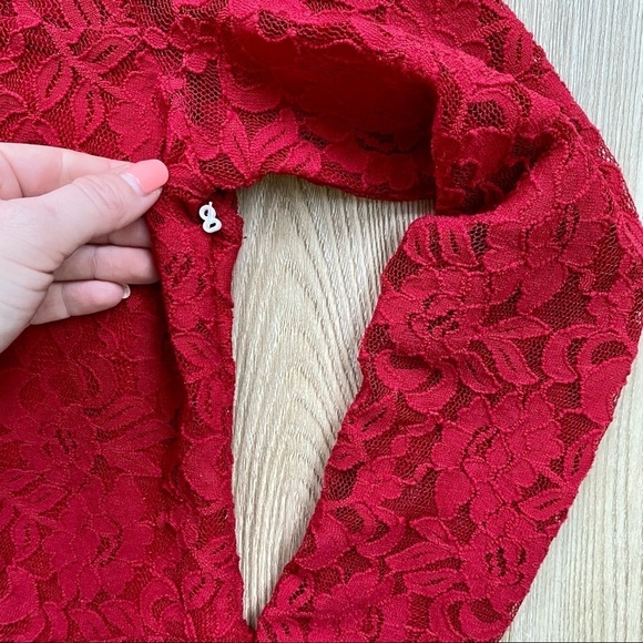 1. State Red Lace Romper/ Jumpsuit Long Sleeve - Picture 4 of 7